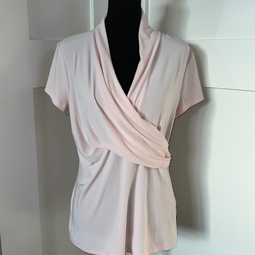 NWT DKNY Surplice light pink top